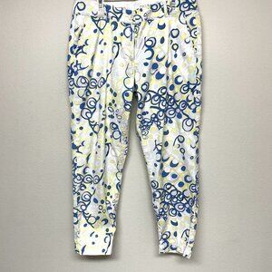 Talbots The Weekend Chino Pants Stretch psychedelic swirls Blue White 6P Multico